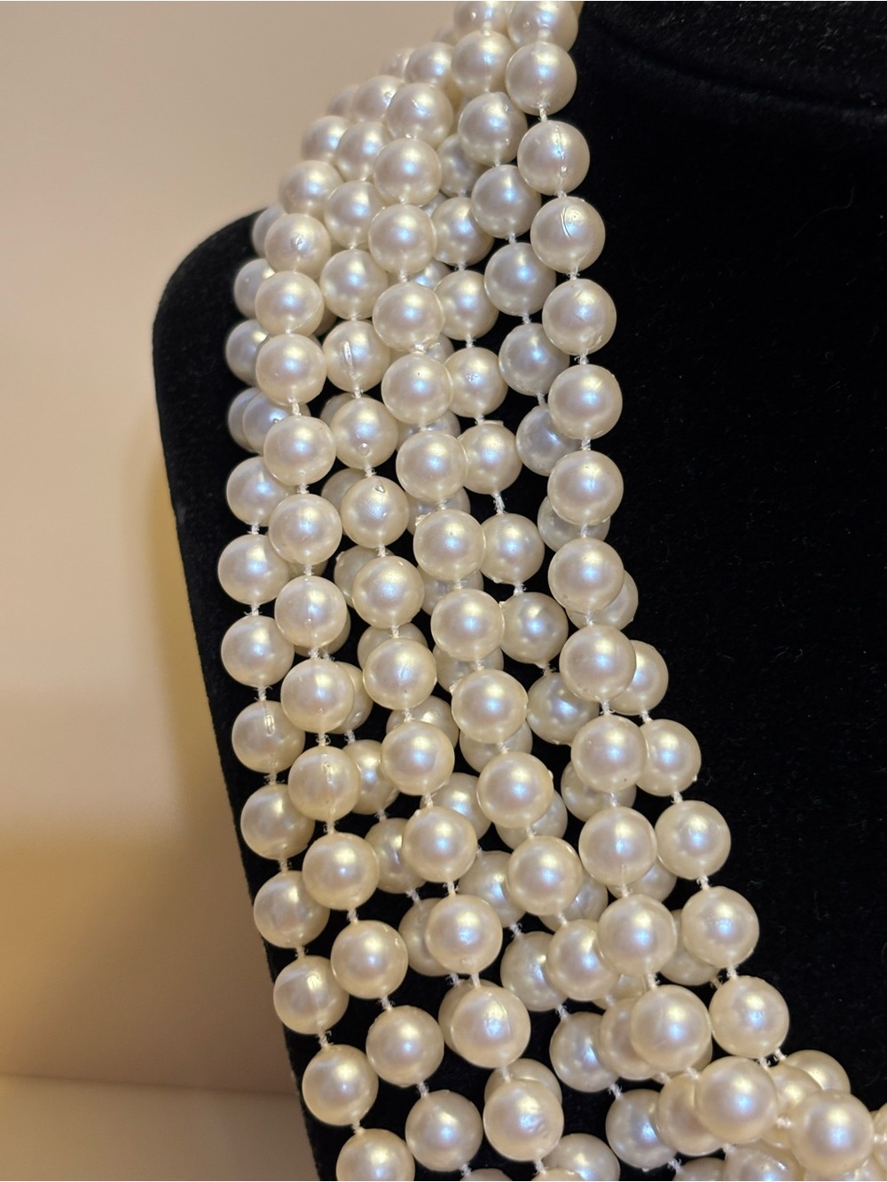 Vintage Richelieu Multi-Strand Creamy Faux Pearl Choker/Necklace 13.5”+2.5” - Picture 4 of 11